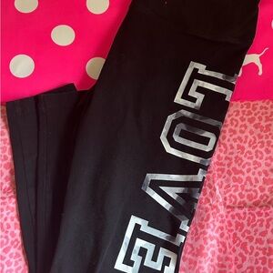PINK Victoria's Secret Black Leggings with Silver Lettering